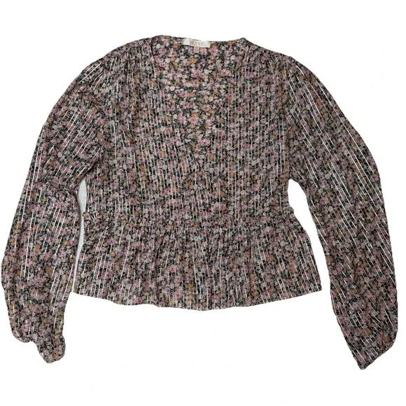 WAYF Lynwood Ditzy Floral Metallic Peplum Top SZ Med - Picture 6 of 9